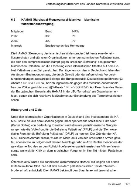 Bericht des Verfassungsschutzes über das Jahr 2007 - MIK NRW