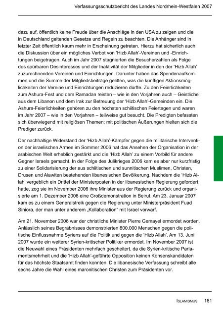 Bericht des Verfassungsschutzes über das Jahr 2007 - MIK NRW