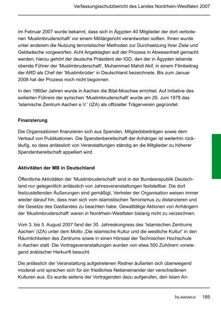 Bericht des Verfassungsschutzes über das Jahr 2007 - MIK NRW