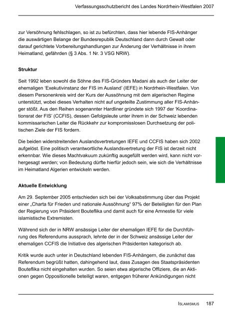 Bericht des Verfassungsschutzes über das Jahr 2007 - MIK NRW