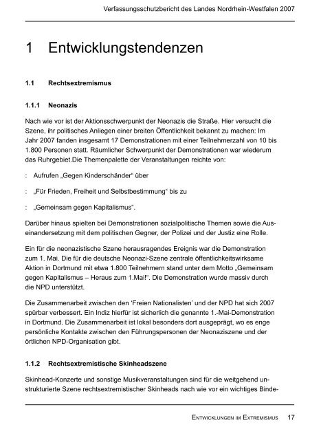 Bericht des Verfassungsschutzes über das Jahr 2007 - MIK NRW