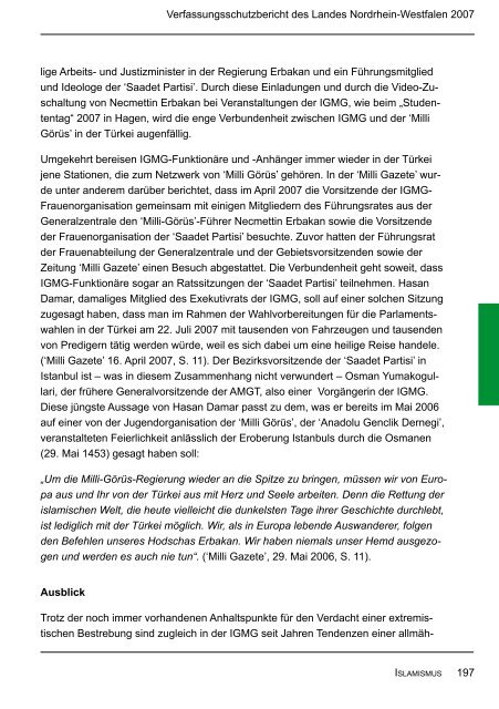 Bericht des Verfassungsschutzes über das Jahr 2007 - MIK NRW