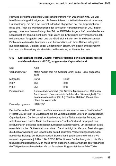 Bericht des Verfassungsschutzes über das Jahr 2007 - MIK NRW