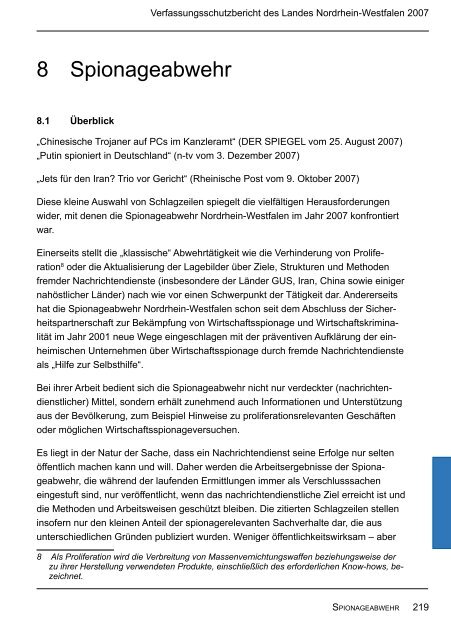 Bericht des Verfassungsschutzes über das Jahr 2007 - MIK NRW