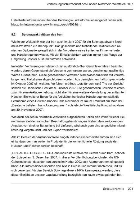 Bericht des Verfassungsschutzes über das Jahr 2007 - MIK NRW