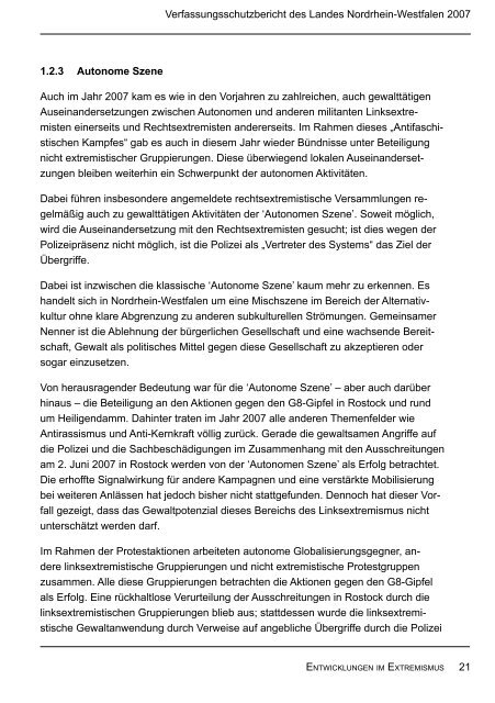 Bericht des Verfassungsschutzes über das Jahr 2007 - MIK NRW