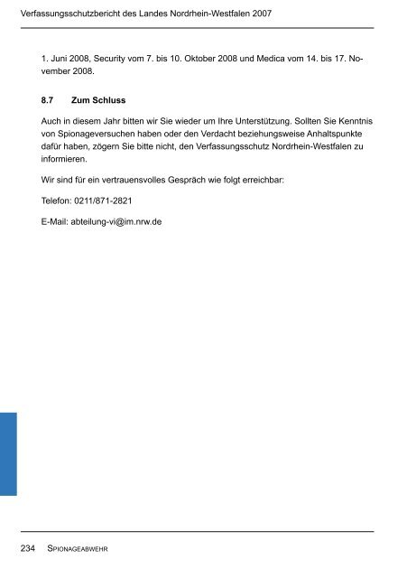 Bericht des Verfassungsschutzes über das Jahr 2007 - MIK NRW