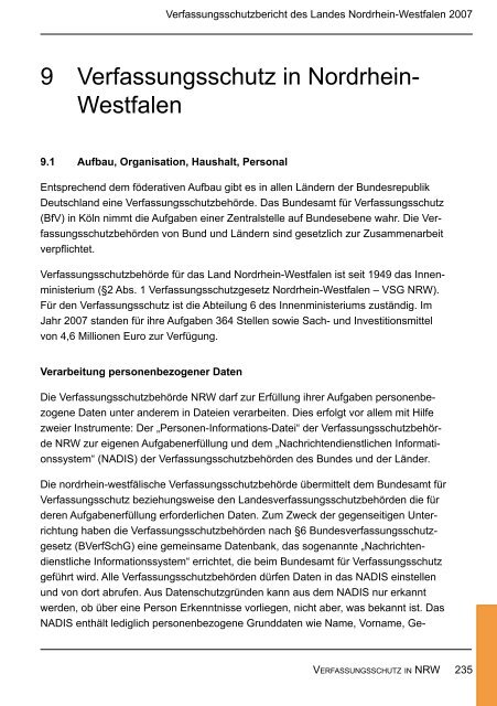 Bericht des Verfassungsschutzes über das Jahr 2007 - MIK NRW