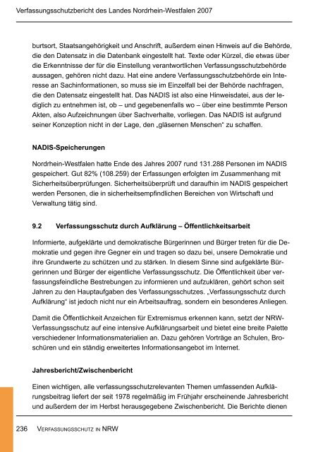 Bericht des Verfassungsschutzes über das Jahr 2007 - MIK NRW