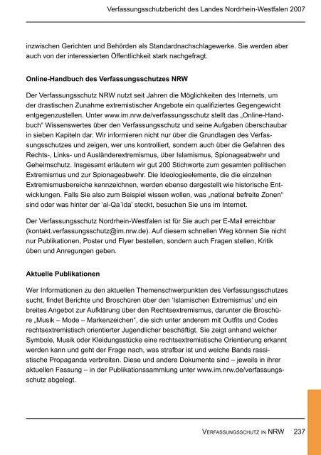 Bericht des Verfassungsschutzes über das Jahr 2007 - MIK NRW