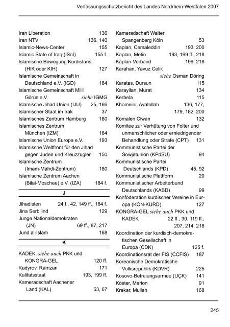 Bericht des Verfassungsschutzes über das Jahr 2007 - MIK NRW