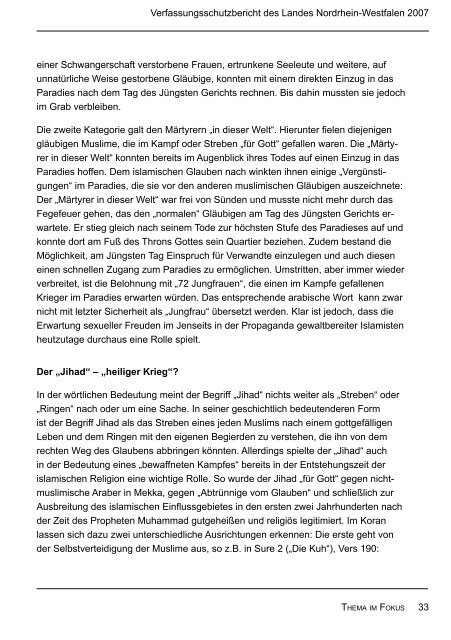 Bericht des Verfassungsschutzes über das Jahr 2007 - MIK NRW