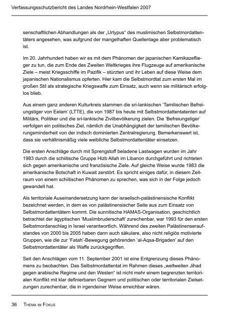 Bericht des Verfassungsschutzes über das Jahr 2007 - MIK NRW