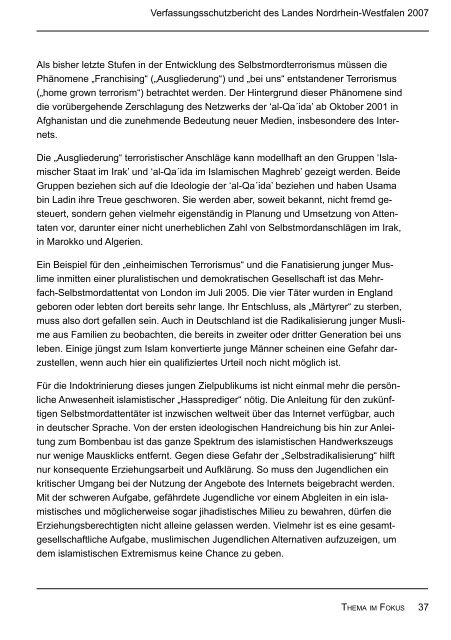 Bericht des Verfassungsschutzes über das Jahr 2007 - MIK NRW