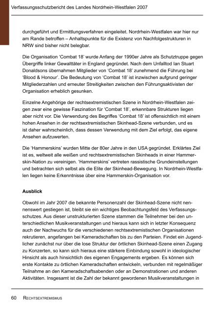 Bericht des Verfassungsschutzes über das Jahr 2007 - MIK NRW