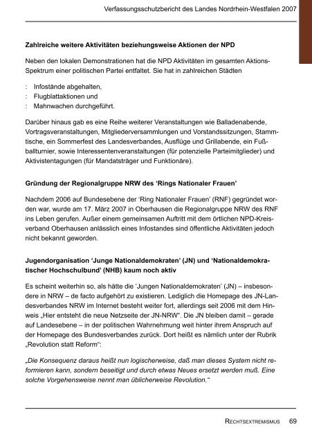 Bericht des Verfassungsschutzes über das Jahr 2007 - MIK NRW