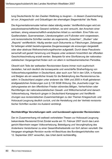 Bericht des Verfassungsschutzes über das Jahr 2007 - MIK NRW