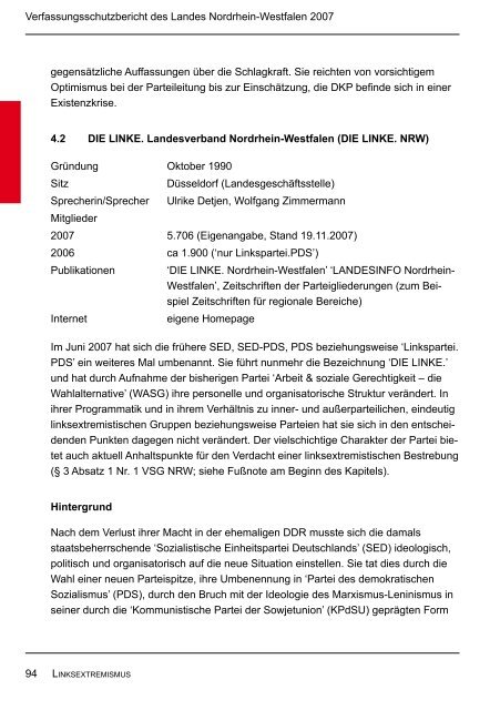 Bericht des Verfassungsschutzes über das Jahr 2007 - MIK NRW