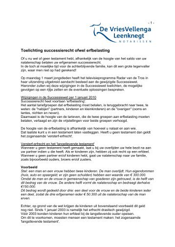 Toelichting successierecht ofwel erfbelasting