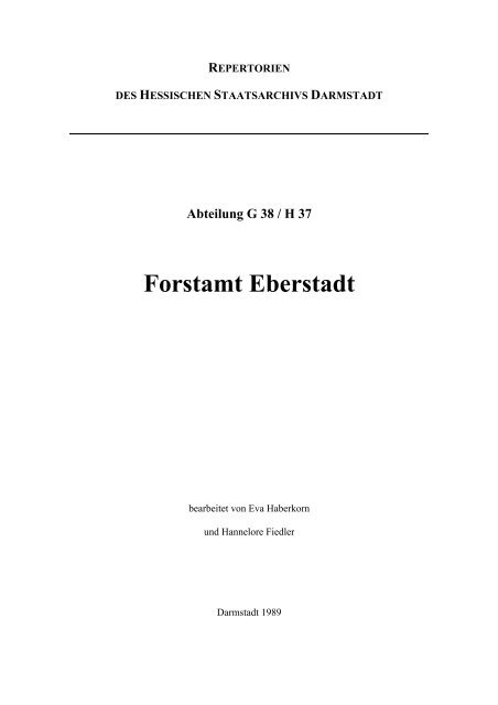 Forstamt Eberstadt - Hessisches Archiv-Dokumentations - Hessen