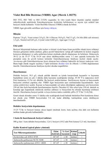 (VRBD) Agar (Merck 1.10275) - mikrobiyoloji.org