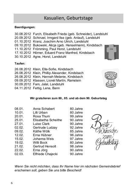 Gemeindebrief - Protestantisches Pfarramt Landstuhl