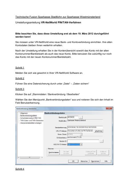 Technische Fusion Sparkasse Stadtlohn Zur Sparkasse
