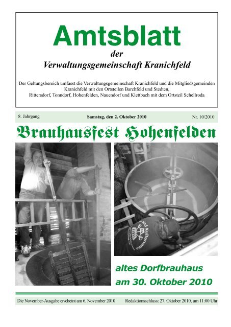 Brauhausfest Hohenfelden - Verwaltungsgemeinschaft Kranichfeld