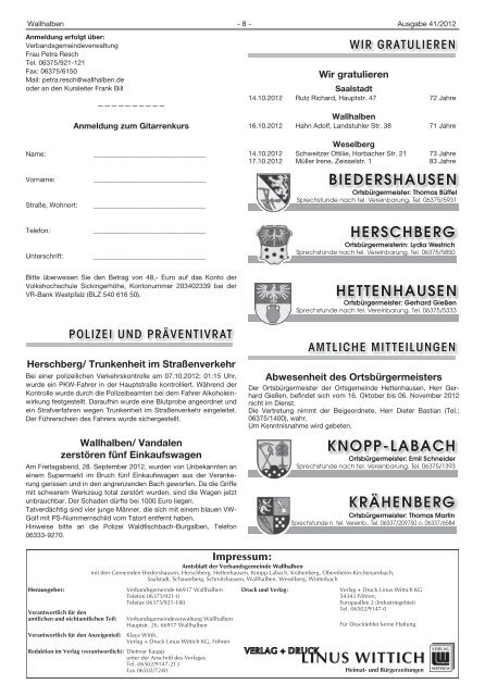 Harsberger Kerwe - Verbandsgemeinde Wallhalben