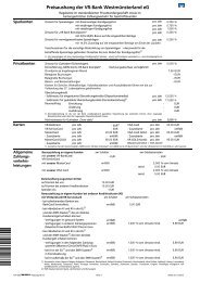 Preisaushang der VR-Bank Westmünsterland eG
