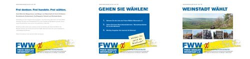 WEINSTADT WÄHLT GEHEN SIE WÄHLEN! - Freie Wähler Weinstadt