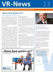 „Meine Bank gehört mir!“ - VR Bank Kitzingen eG