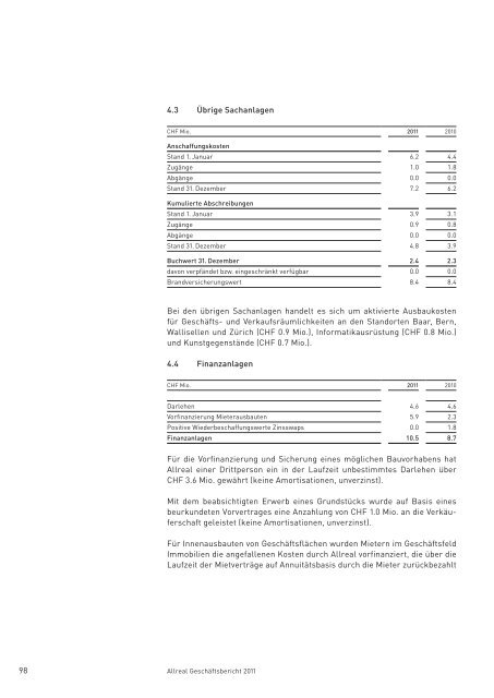 Allreal - Geschäftsbericht 2011 - Allreal Holding AG