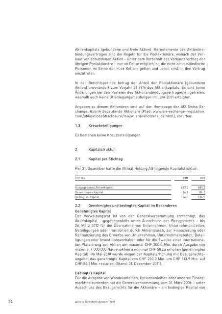 Allreal - Geschäftsbericht 2011 - Allreal Holding AG