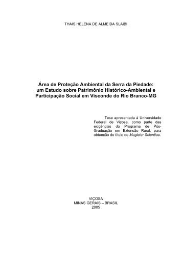 Área de Proteção Ambiental da Serra da Piedade - Programa de ...