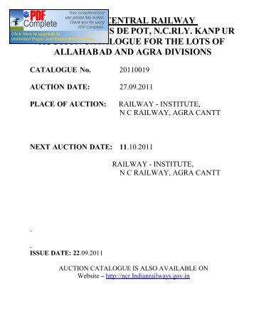 next auction date - North Central Railway