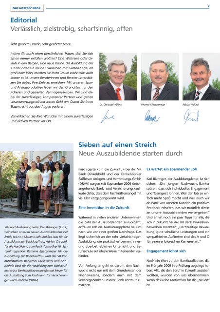 Ausgabe 03/09 Oktober 2009 - VR Bank Dinkelsbühl eG