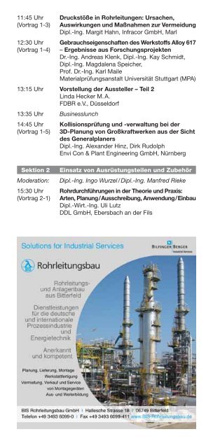 26. FDBR-Fachtagung Rohrleitungstechnik 22. und 23. März 2011