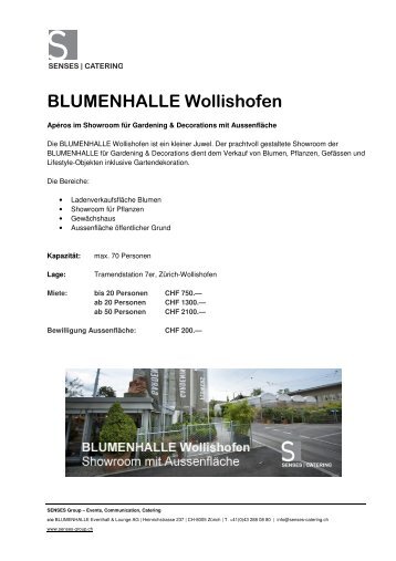 BLUMENHALLE Wollishofen - Senses Catering