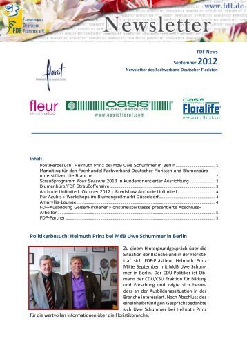 Politikerbesuch: Helmuth Prinz bei MdB Uwe Schummer in  ... - FDF