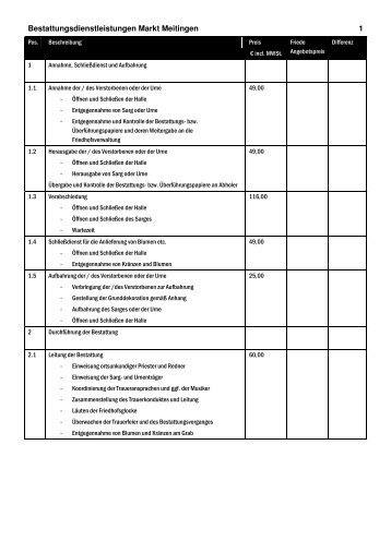 Dienstleistungen Bestattungswesen - Markt Meitingen