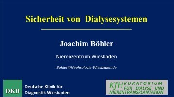 Sicherheit von Dialysesystemen - Berliner DialyseSeminar