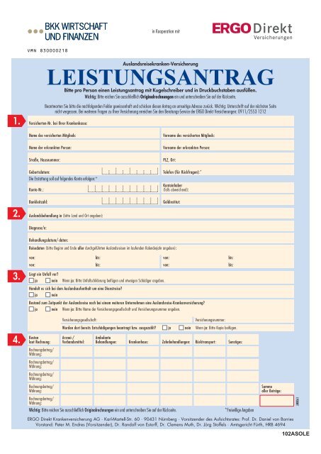 Leistungsantrag Bkk Wirtschaft Finanzen
