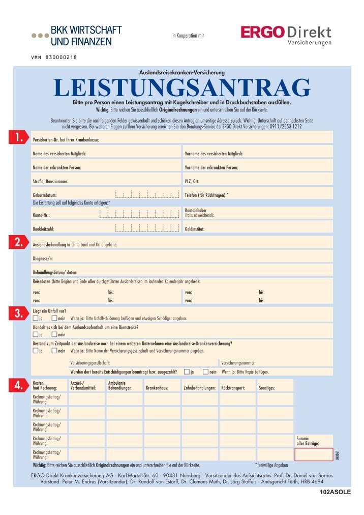 leistungsantrag-bkk-wirtschaft-finanzen Debeka Service Formulare Leistungsantrag