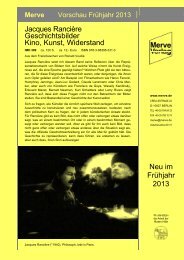 Frühjahrsvorschau - Merve Verlag Berlin