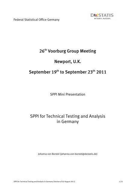 SPPI Mini Presentation. SPPI for Technical Testing and - Voorburg ...