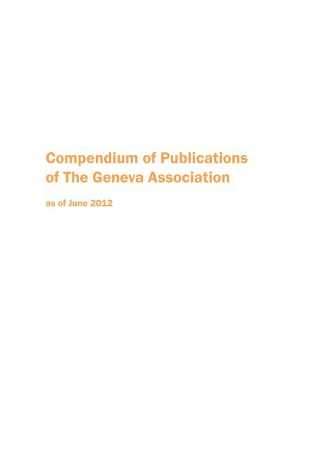 Compendium of Publications - The Geneva Association