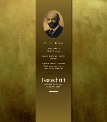 Festschrift zu Ehren von Dr. Paulun, 13. Mai - für Dr. Erich Paulun