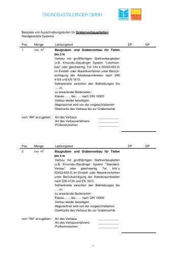 Ausschreibungstexte - Emunds + Staudinger GmbH