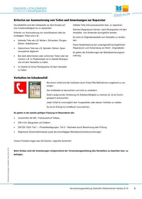 Verwendungsanleitung - Emunds + Staudinger GmbH